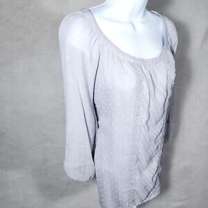 KRAZY KAT Light Blue Longsleeve Sheer Blouse Women's Size XXL